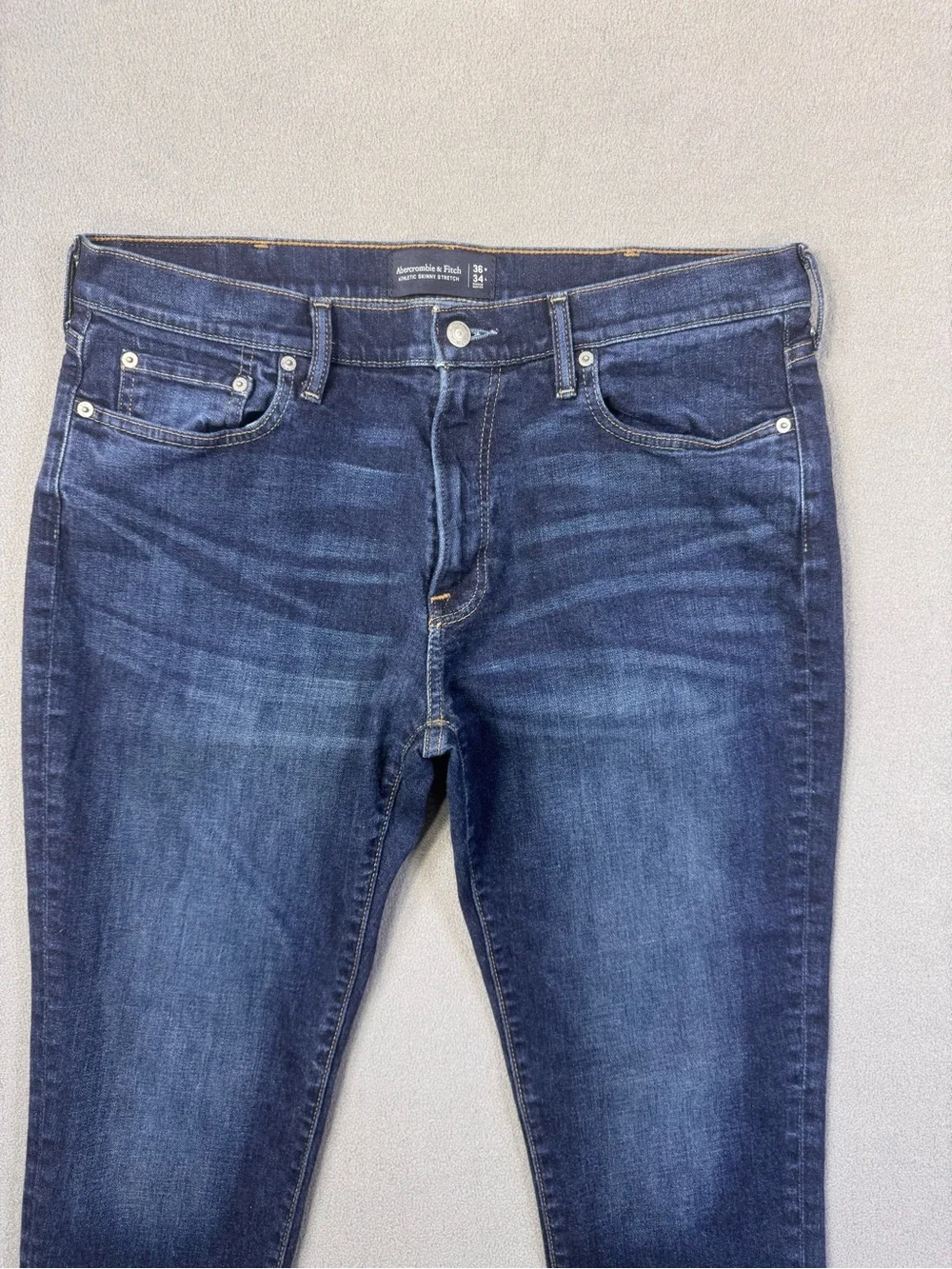 Abercrombie & Fitch Men’s Athletic Skinny Stretch Jeans, Dark Indigo Blue, 36x34